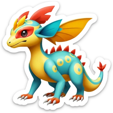 cool exotic fantasy-creature-Fakémon-Pokémon, full body, with random markings  sticker