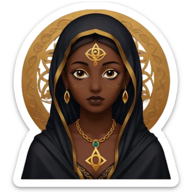 Dark oil traced over woman’s skin forming occult symbols, sensual devotion sticker