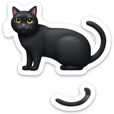 a really fat black cat with a chopped left ear  sticker