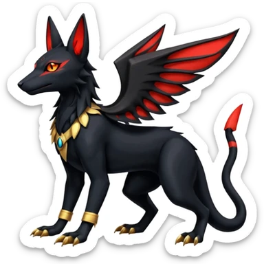 Anubis-Umbreon-Salandit-Luxray-Fakémon-fusion-animal-creature, full body  sticker