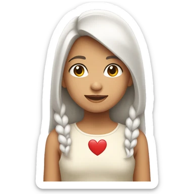una niña con pelo largo moreno claro con un corazón blanco sticker