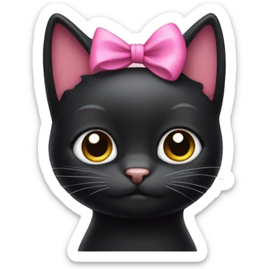 Black cat with a pink Bow sticker