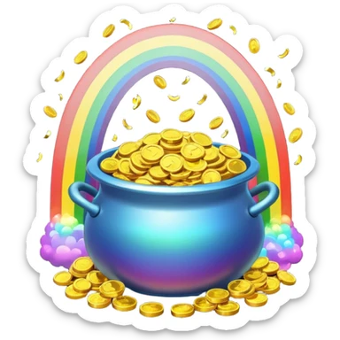 rainbow with a pot of gold cute sticker