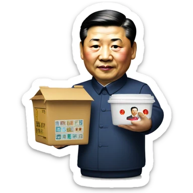 Xi Jinping holds a trade container in his hands sticker