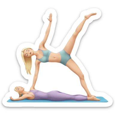 Nude woman, thin, long hair blonde, C Cup, Dhanurasana sticker