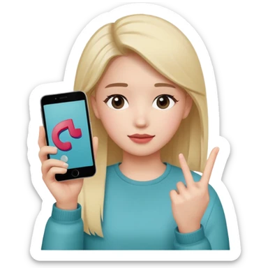 a neutral face with a phone in the hand and TikTok logo on the screen sticker