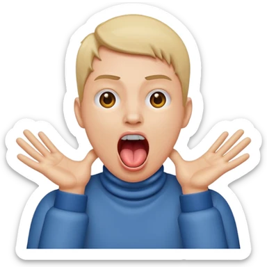 Person with hands around their neck screaming with tongue out  sticker