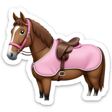 A horse wearing a pink saddle pad  sticker