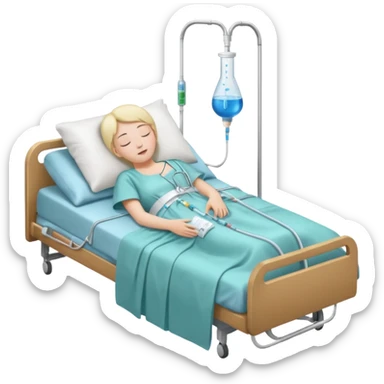 🛌 sleeping in bed emoji with a hospital IV drip behind the bed sticker