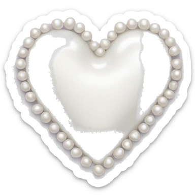 white heart with white pearls outlining the heart sticker