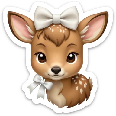 fawn with a white bow sleepy sticker