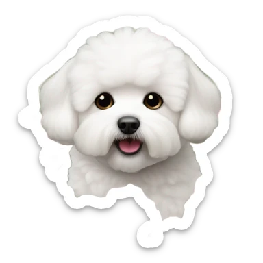 White bichon frise with pink roses  sticker