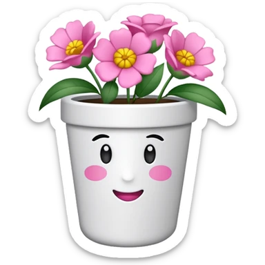 vaso branco com laço rosa sem flores sticker