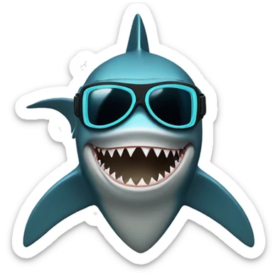 Shark in a scuba mask sticker