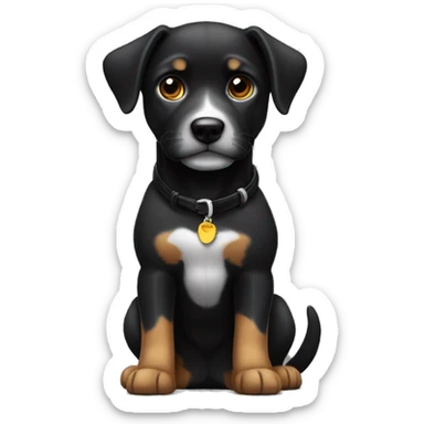 Perro negro con lazo negro sticker