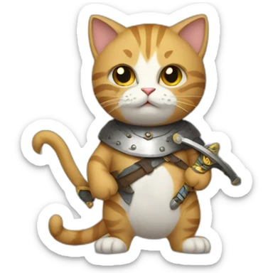 cat holding sword sticker
