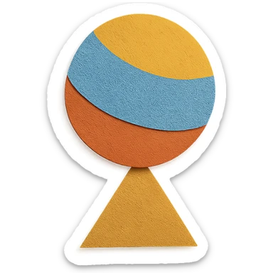 ball balancing on a surface in paper craft style sticker