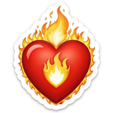 A flaming heart sticker