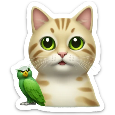 Gatito junto a loro verde sticker