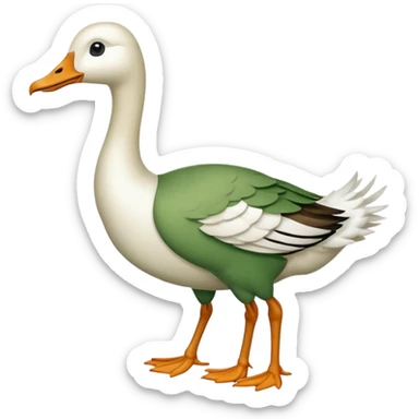 "Emoji of a running goose with a very long neck and two legs. The goose looks like a white goose dyed green, not a duck." sticker