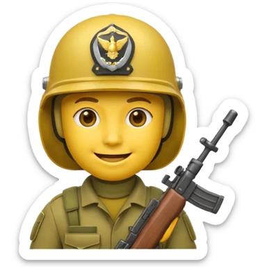 Yellow emoji face soldier sticker