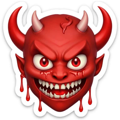 A evil looking devel dripping blood with fangs   sticker
