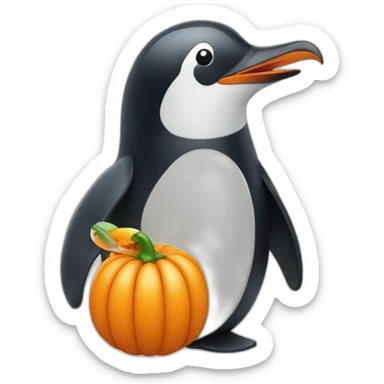 Pingouin avec une citrouille avec un œuf avec un poisson avec un œuf sticker