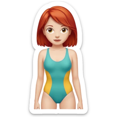 woman in bathing suits with red hair sticker