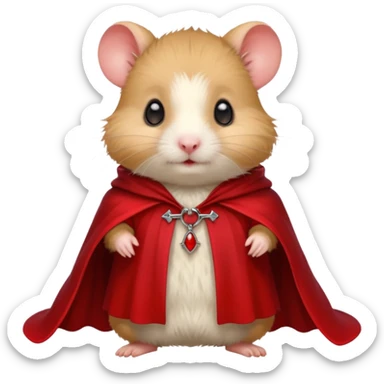 { "type": "object", "look": "hamster in red collar cloak", "description": "a vampire hamster wearing a red collar cloak, no hand" } sticker