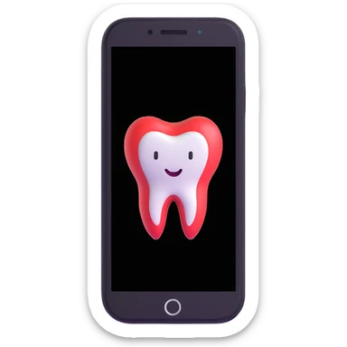 smartphone with a tooth-shaped logo on screen sticker