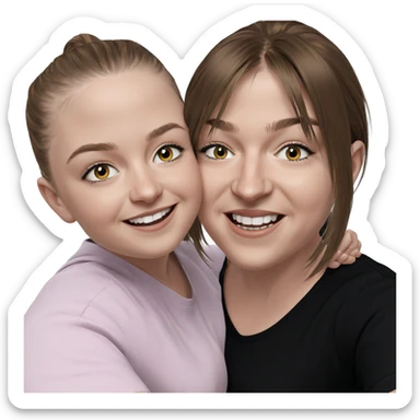 smiling girls in black shirts sticker