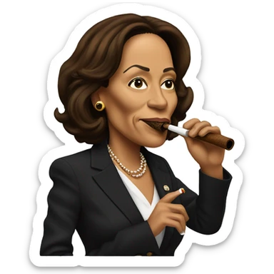 Kamala Harris smoking a tobacco pipe sticker