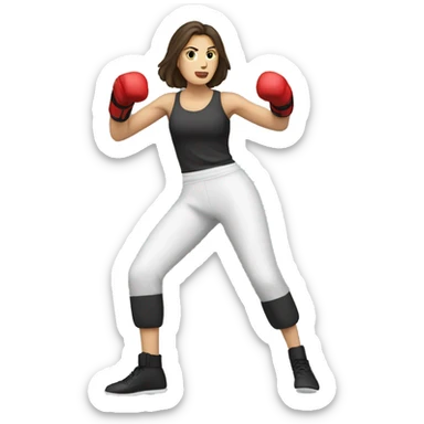 Brunette white Woman kickboxing full body sticker