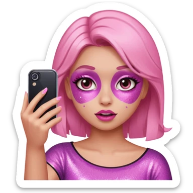 glitter pink girl naughty selfie sticker