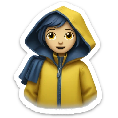 Coraline in yellow raincoat  sticker