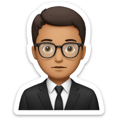 رجل يرتدي نظارات وبذلة رسمية سوداء بالكامل حتى ربطة العنق كانه عميل fbi sticker