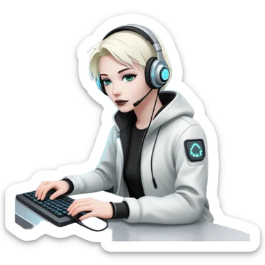 monochrome cyberpunk hacker terminal command center sticker