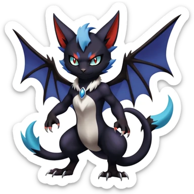 Edgy Cool Litten-Noivern-Noibat-Absol-Bat-Cat-Pokémon Full Body sticker