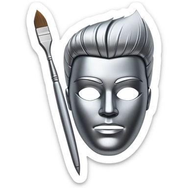 A paintbrush that transforms into a human metal silhouette, symbol of artistic identity sticker