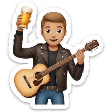 We're creating a quiz for a New Year's Eve team. The idea is that people have to guess which emoji belongs to which person from three emojis. Now it's up to you to make one whole emoji from the following  emojis.  🏍🎸🍻👦 sticker