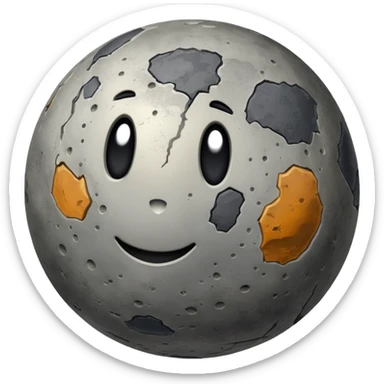 Mercury planet emoji, round, rocky gray ball covered in pitted marks and rough patches sticker