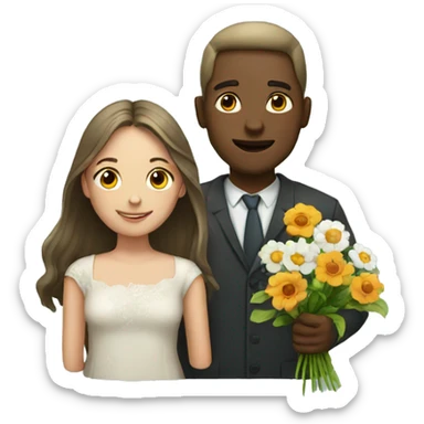 girl and man with flowers sticker