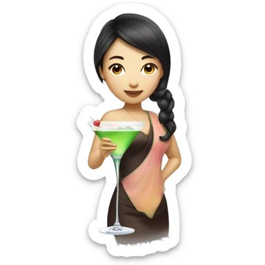 Pretty Asian girl drinking martini sticker