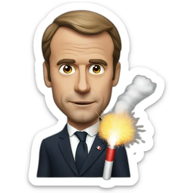 president macron smoke a firecracker sticker