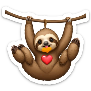 Hanging sloth with heart sticker