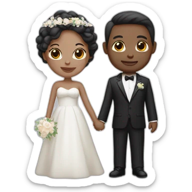 wedding couple with white skin sticker