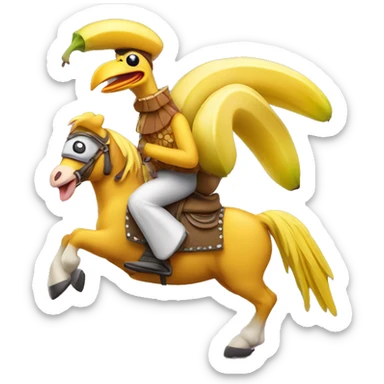 goofy banana chicken on horseback  sticker