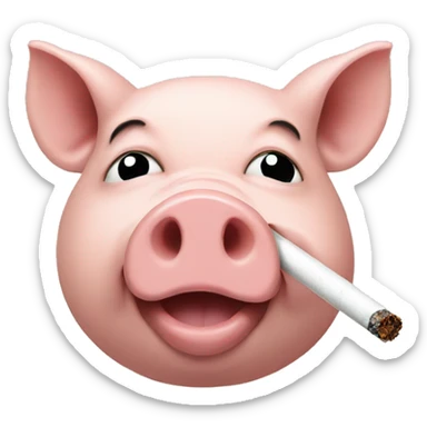 pig with a sigarette sticker