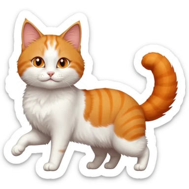 ginger and white cat with orange eyes doing a big extremely long stretch reaching up into the air with arms and legs side by side together straight and overextended whilst lying on its side sticker