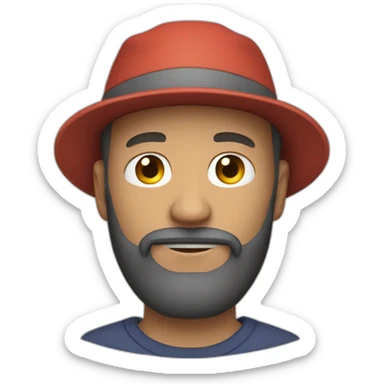 red haired man with beard and bucket hat hugging sticker